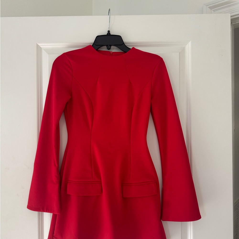 Elegant Red Long Sleeve Dress
